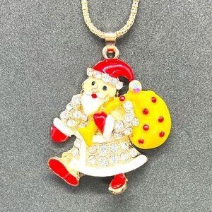 SANTA Claus with Yellow Bag Pendant Necklace